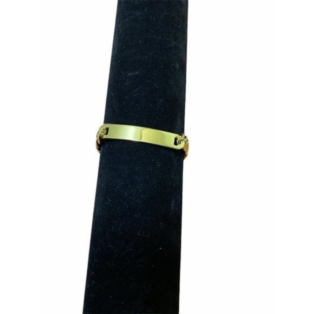 Women's Gold Plated Titanium Steel Cuban Link Chain Bracelet With ID Plate‎
